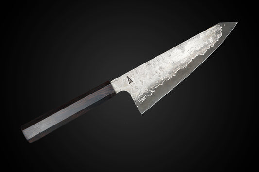 Kota Knives Wrought Iron Clad 52100 185mm Gyuto Ebony Handle