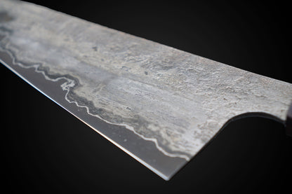 Kota Knives Wrought Iron Clad 52100 185mm Gyuto Ebony Handle